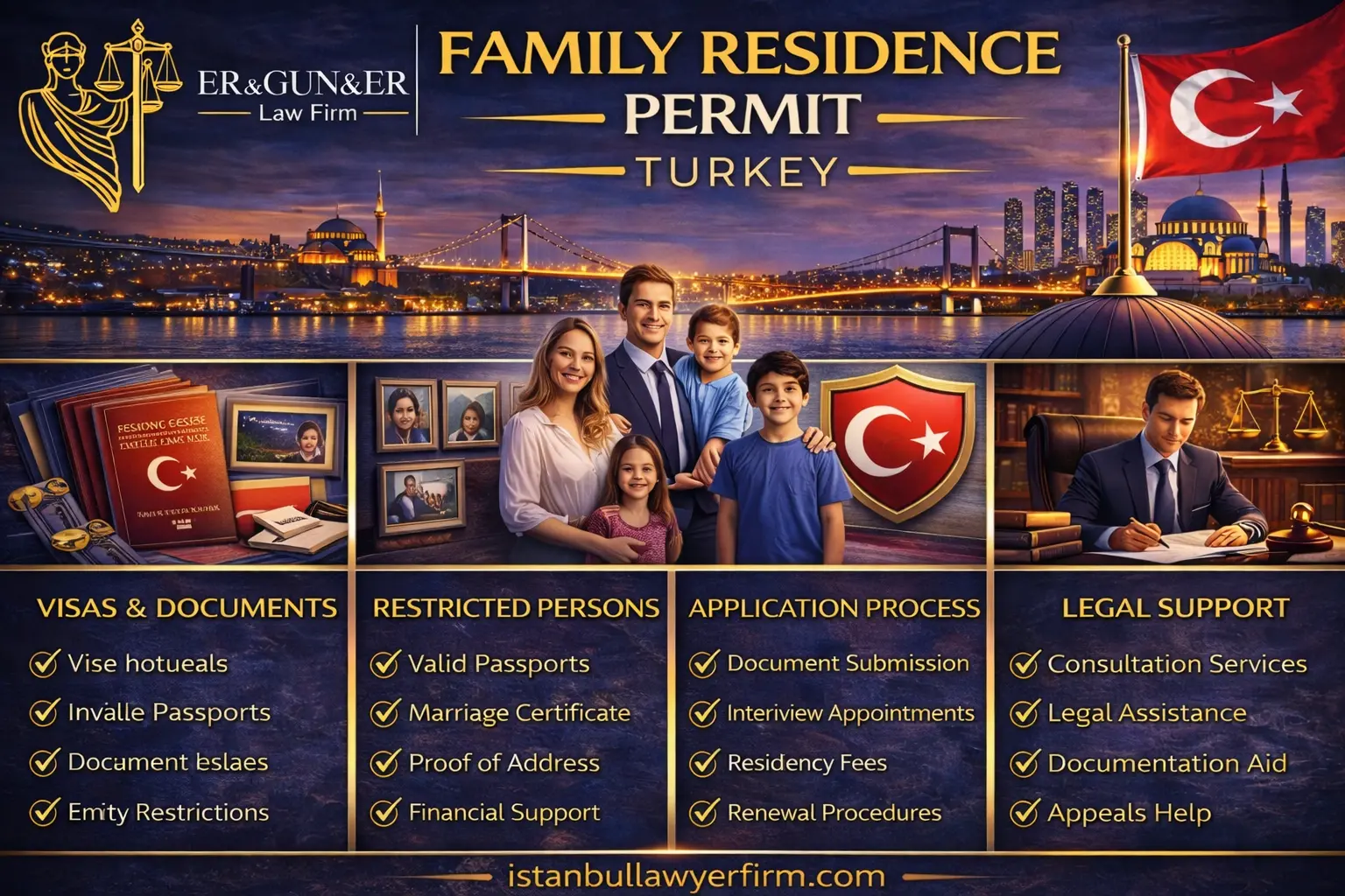 Family residence permit in Turkey sponsor eligibility relationship documents e-Ikamet workflow and refusal risks